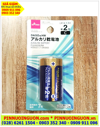 DAISO & HW LR14, Pin trung C 1.5v alkaline DAISO & HW LR14 thị trường nội địa Nhật chính hãng (Vỉ 01viên)